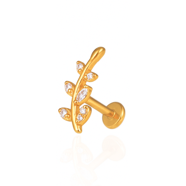 Piercing galho sete folhas aço pvd gold