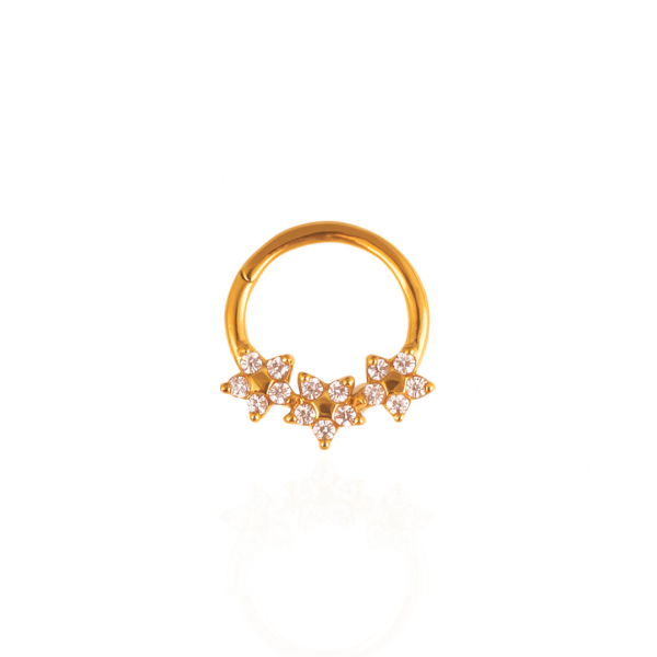 Argola três flores para Daith aço pvd gold 8mm
