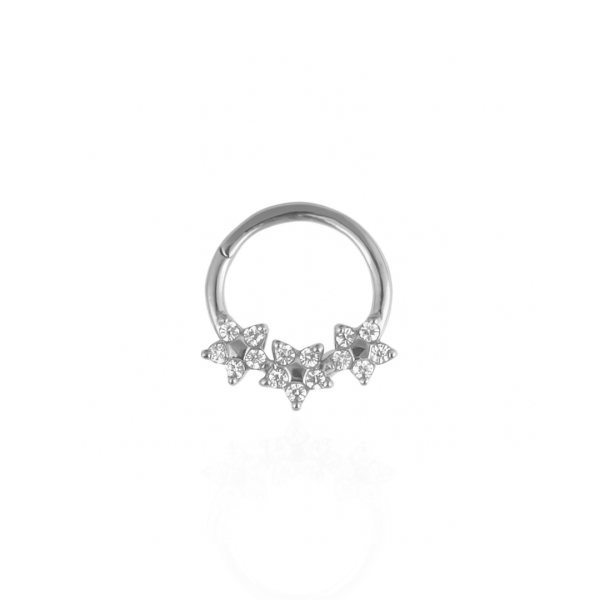 Argola três flores para Daith aço natural 8mm