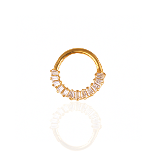 Argola esteira pedras para Daith aço pvd gold 8mm