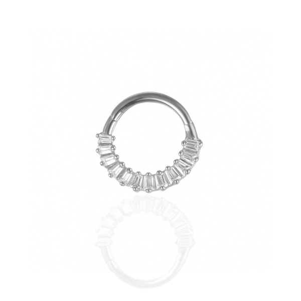 Argola esteira pedras para Daith aço natural 8mm