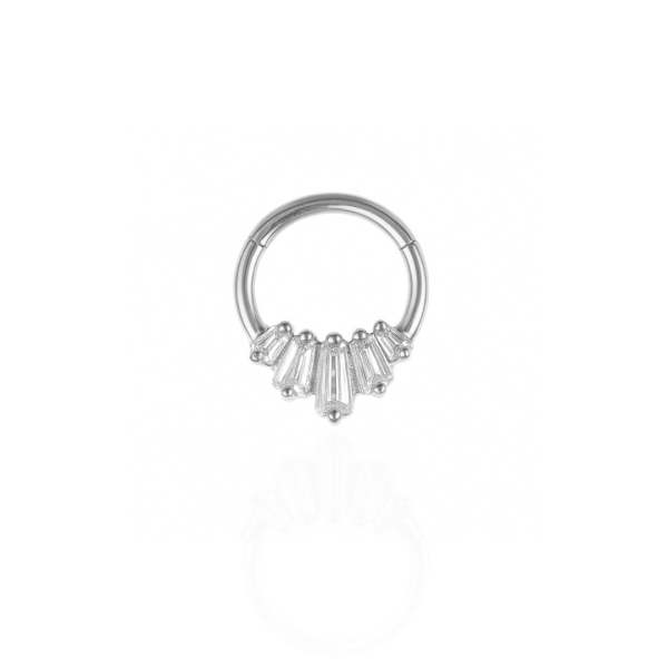Argola cinco pedras para Daith aço natural 8mm