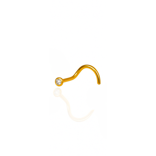 Nostril aço pvd gold pedra 2mm