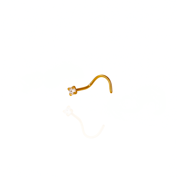 Nostril c/ garra aço pvd gold pedra 2mm