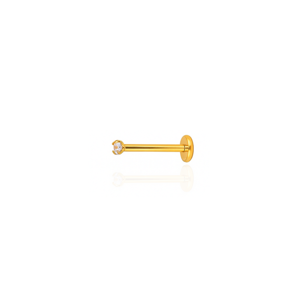 Ponto de Luz c/ garra titânio pvd gold 8mm, pedra 2mm