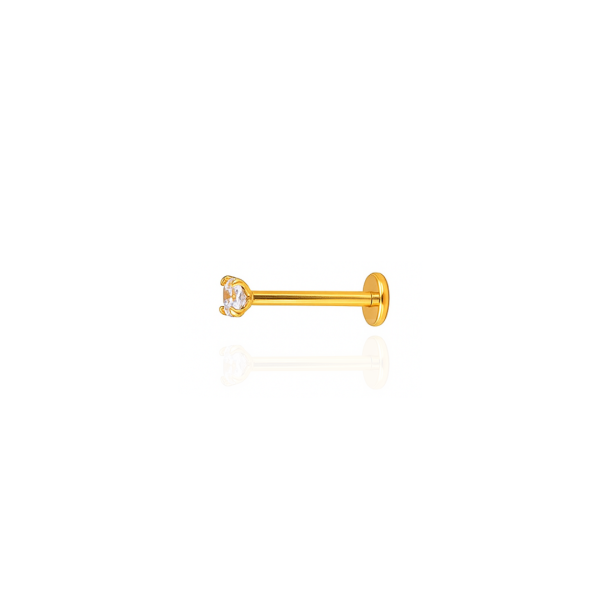 Ponto de Luz c/ garra titânio pvd gold 8mm, pedra 3mm