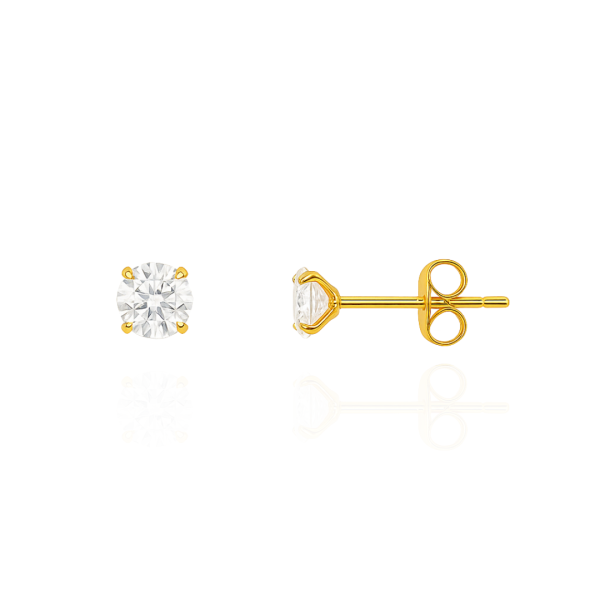 Par de brinco titânio pvd gold pedra 5mm