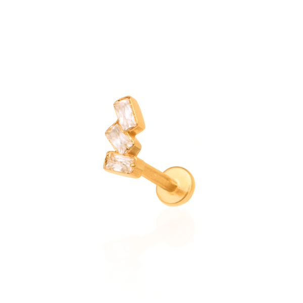 Piercing três retângulos titânio pvd gold