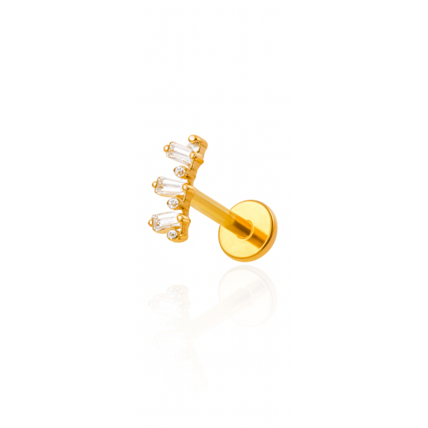 Piercing mini cristais titânio pvd gold