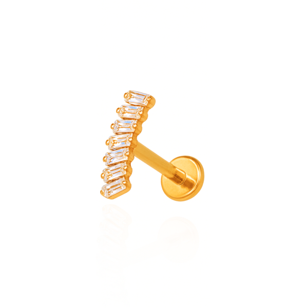 Piercing esteira cristais titânio pvd gold