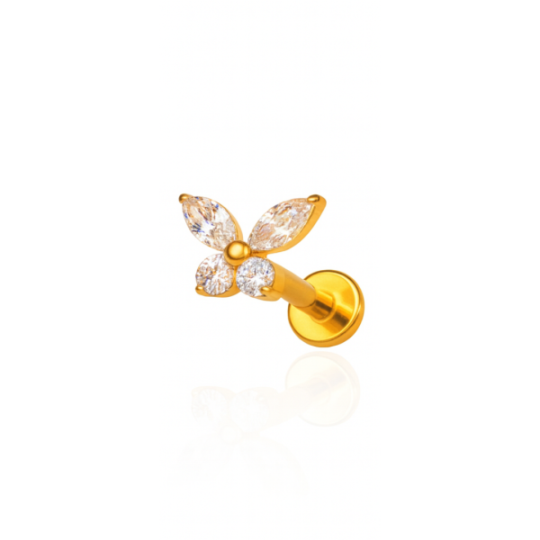 Piercing borboleta media titânio pvd gold