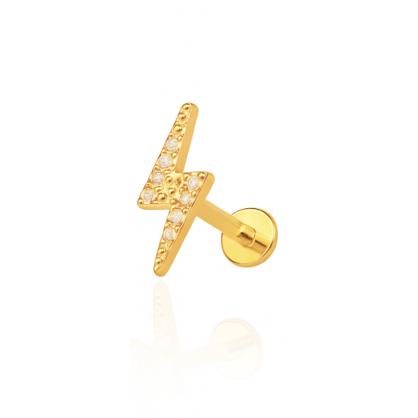 Piercing raio cravejada titânio pvd gold