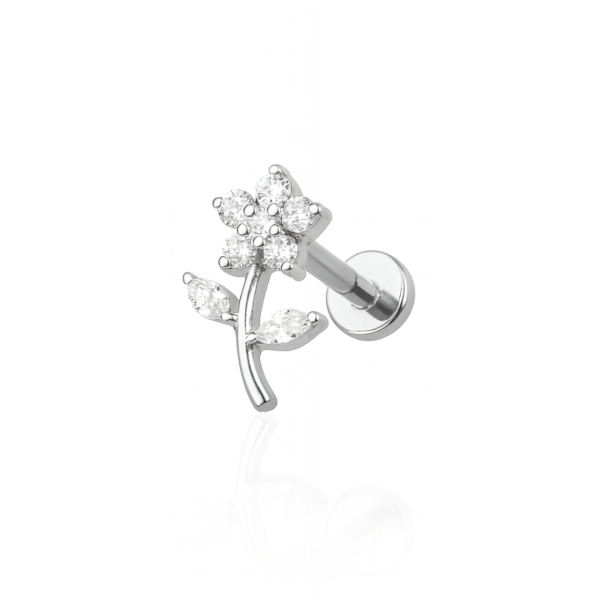 Piercing flor com galho titânio natural