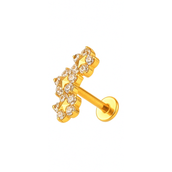 Piercing três flores titânio pvd gold