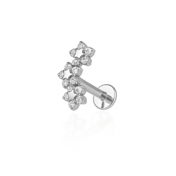 Piercing três flores pequeno titânio natural