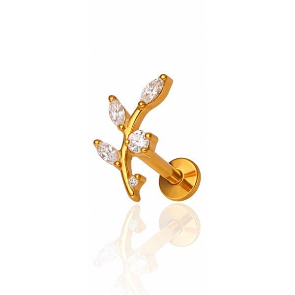 Piercing galho pequeno titânio pvd gold