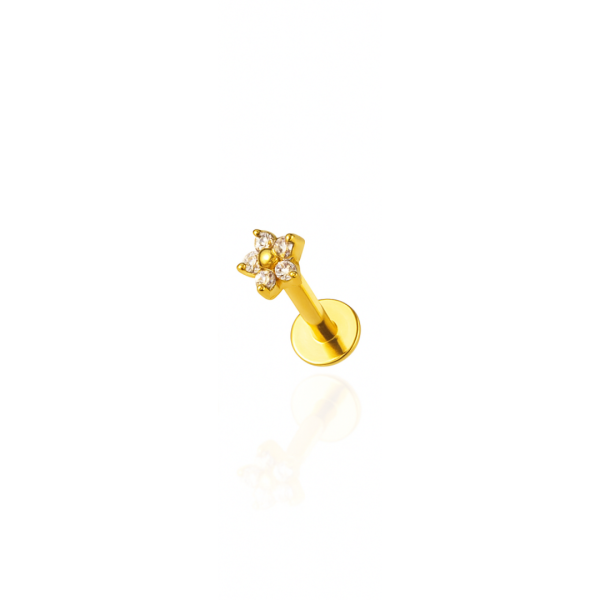 Piercing flor 3,2mm titânio pvd gold