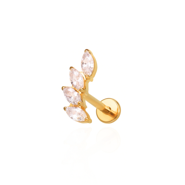 Cluster quatro pedras titânio pvd gold