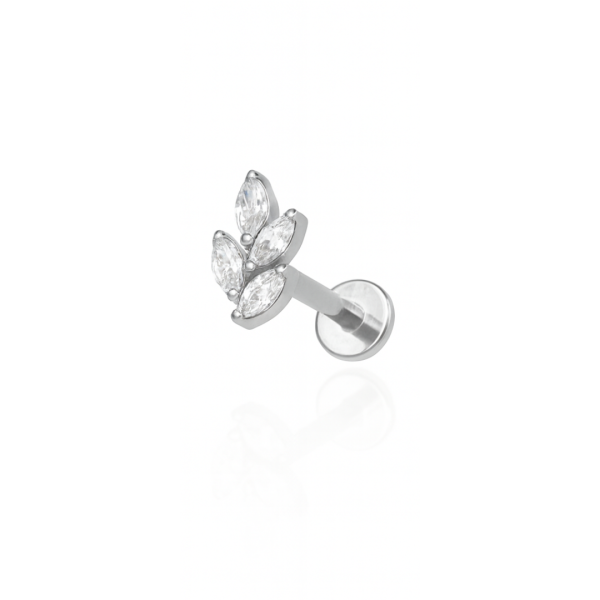 Piercing galho 4 folhas pequeno titânio natural