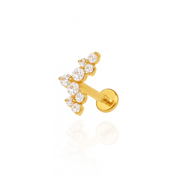 Piercing tripla flor titânio pvd gold