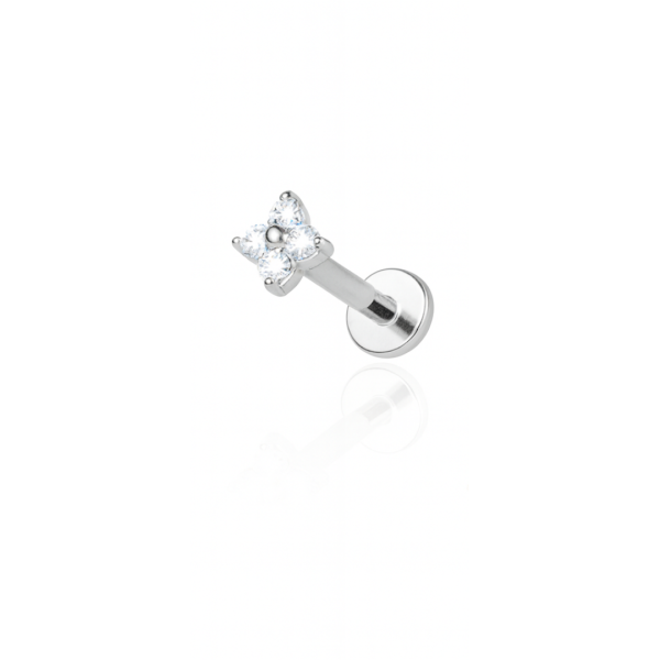 Piercing flor quatro pétalas pequena titânio natural