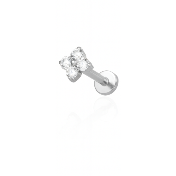 Piercing flor quatro pétalas grande titânio natural