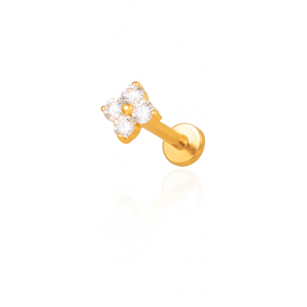 Piercing flor quatro pétalas grande titânio pvd gold