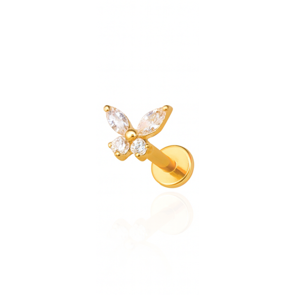 Piercing borboleta pequena titânio pvd gold