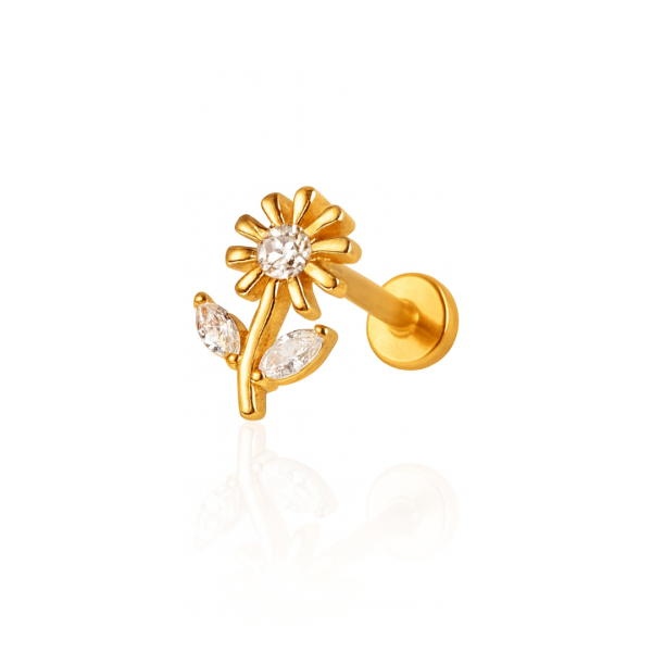 Piercing girassol titânio pvd gold