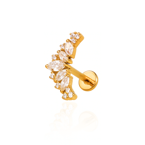 Piercing coroa luxo titânio pvd gold