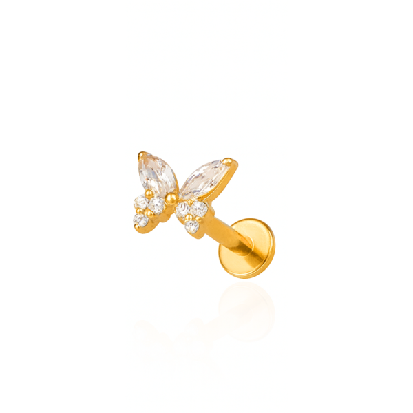 Piercing borboletas pedras titânio pvd gold