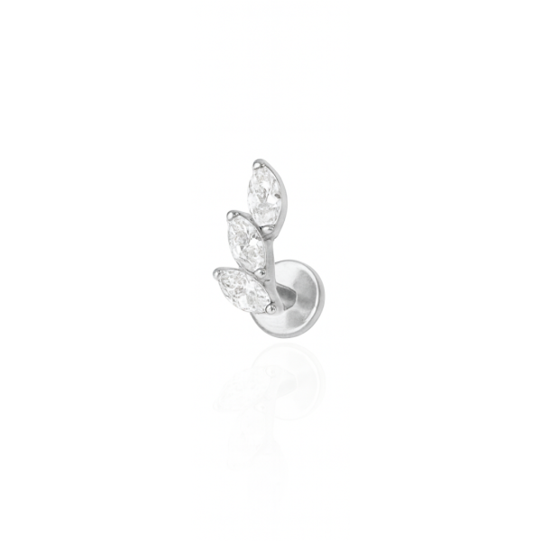 Piercing três pedras crescente titânio natural