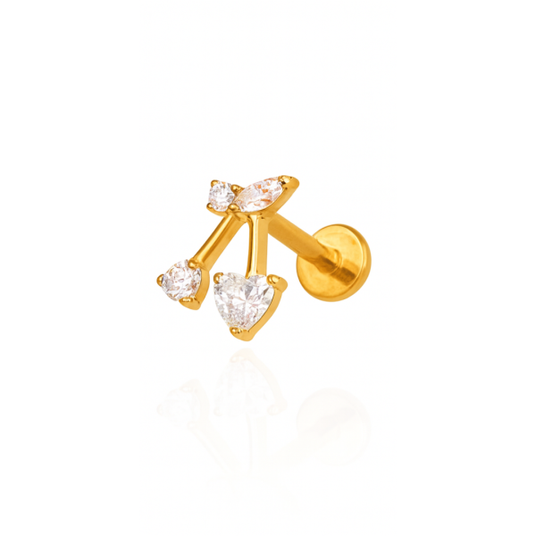 Piercing galho cereja titânio pvd gold